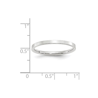 14k White Gold 2mm Standard Weight Flat Comfort Fit Wedding Band Size 5