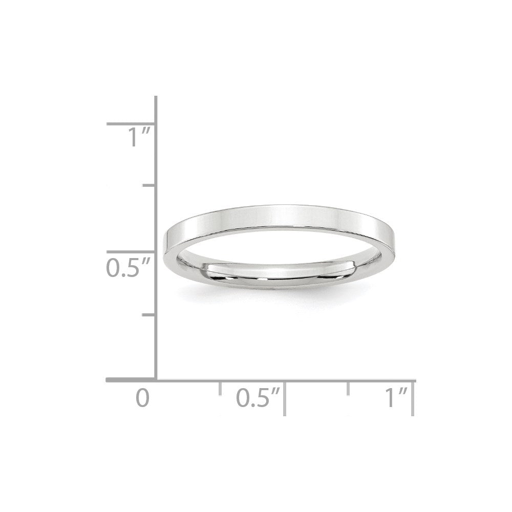 14k White Gold 2.5mm Standard Weight Flat Comfort Fit Wedding Band Size 7