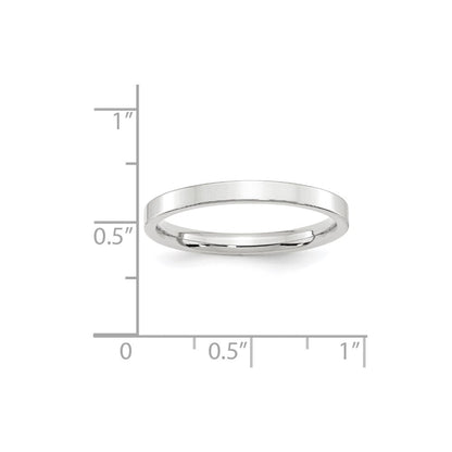 10k White Gold 2.5mm Standard Weight Flat Comfort Fit Wedding Band Size 8.5