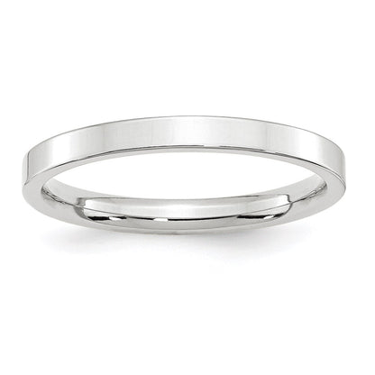14k White Gold 2.5mm Standard Weight Flat Comfort Fit Wedding Band Size 6.5