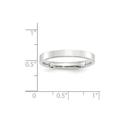 14k White Gold 3mm Standard Weight Flat Comfort Fit Wedding Band Size 9.5