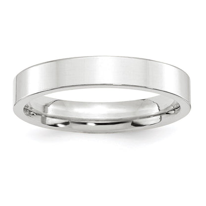 14k White Gold 4mm Standard Weight Flat Comfort Fit Wedding Band Size 9