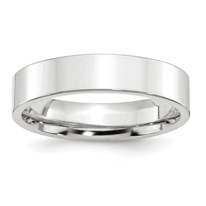 14k White Gold 5mm Standard Weight Flat Comfort Fit Wedding Band Size 13
