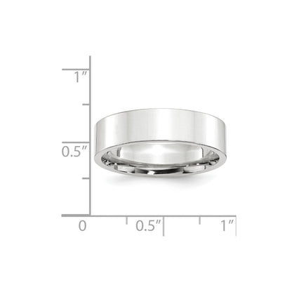 14k White Gold 6mm Standard Weight Flat Comfort Fit Wedding Band Size 10