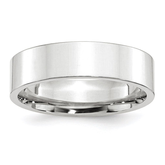 14k White Gold 6mm Standard Weight Flat Comfort Fit Wedding Band Size 9