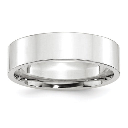 14k White Gold 6mm Standard Weight Flat Comfort Fit Wedding Band Size 11.5