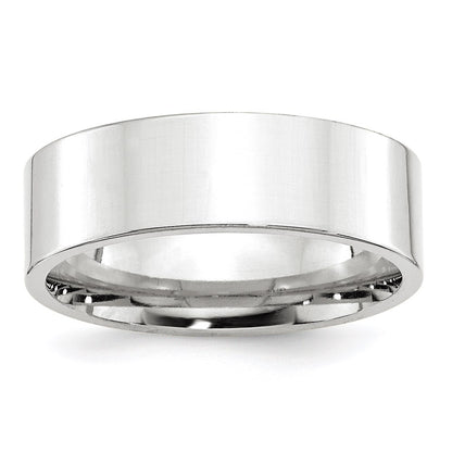 14k White Gold 7mm Standard Weight Flat Comfort Fit Wedding Band Size 13.5