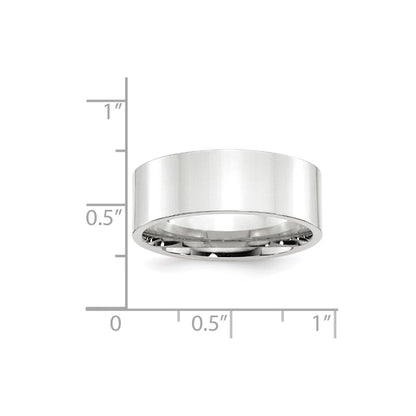 14k White Gold 8mm Standard Weight Flat Comfort Fit Wedding Band Size 9.5