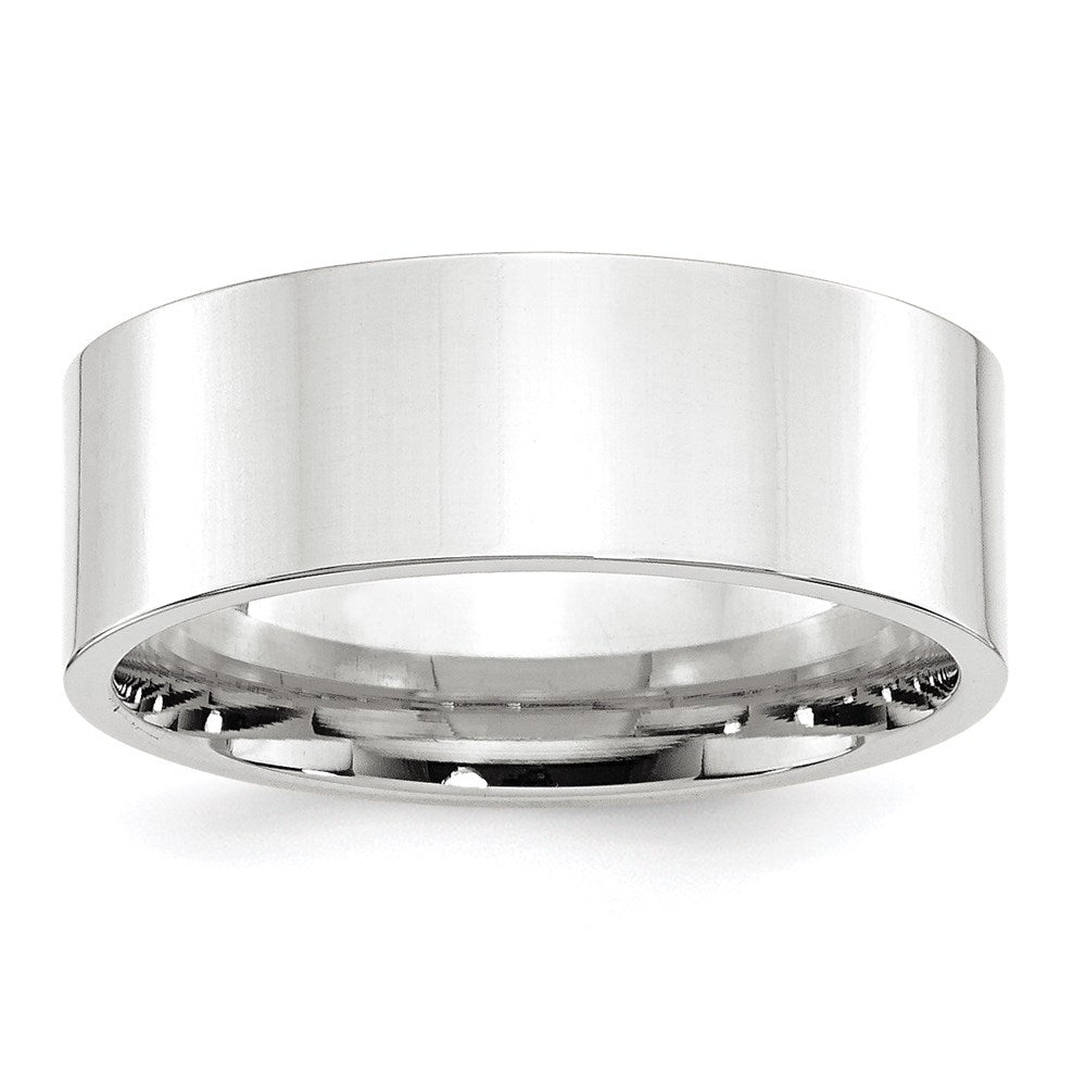 14k White Gold 8mm Standard Weight Flat Comfort Fit Wedding Band Size 10.5