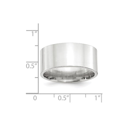 14k White Gold 10mm Standard Weight Flat Comfort Fit Wedding Band Size 8