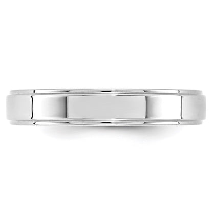 10k White Gold 4mm Flat with Step Edge Wedding Band Size 14