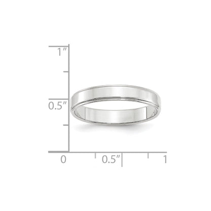 10k White Gold 4mm Flat with Step Edge Wedding Band Size 14