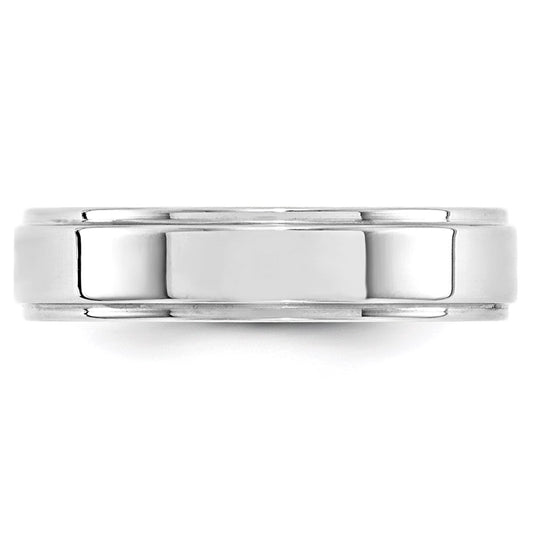 14k White Gold 5mm Flat with Step Edge Wedding Band Size 10