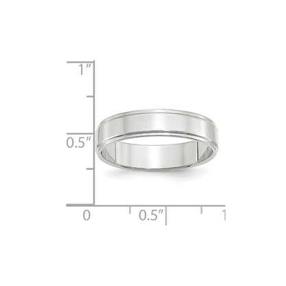 10k White Gold 5mm Flat with Step Edge Wedding Band Size 10.5