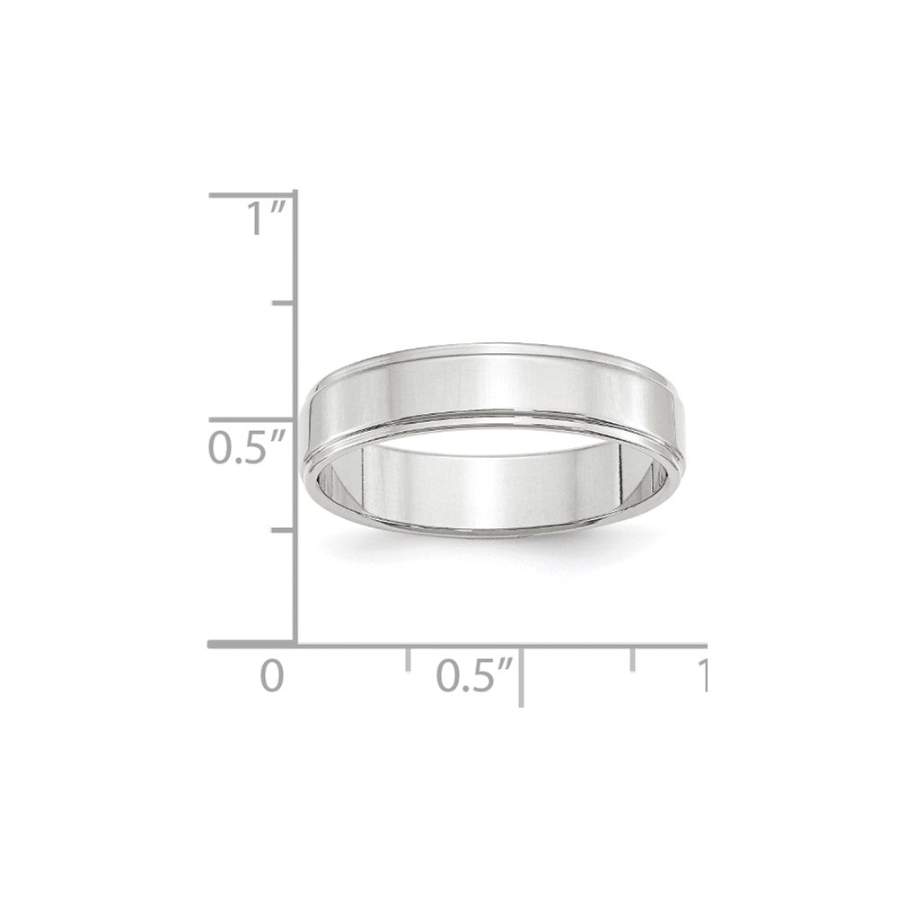 14k White Gold 5mm Flat with Step Edge Wedding Band Size 6
