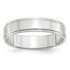 14k White Gold 5mm Flat with Step Edge Wedding Band Size 10