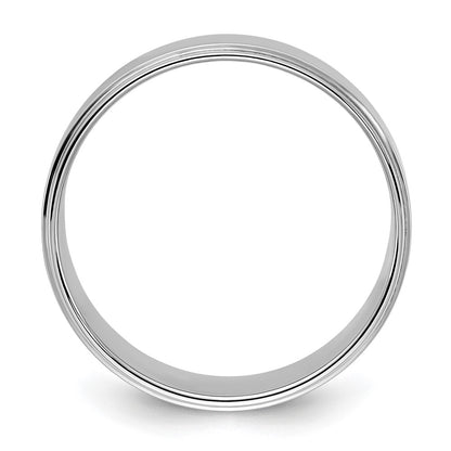 10k White Gold 8mm Flat with Step Edge Wedding Band Size 8.5