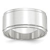 14k White Gold 10mm Flat with Step Edge Wedding Band Size 8
