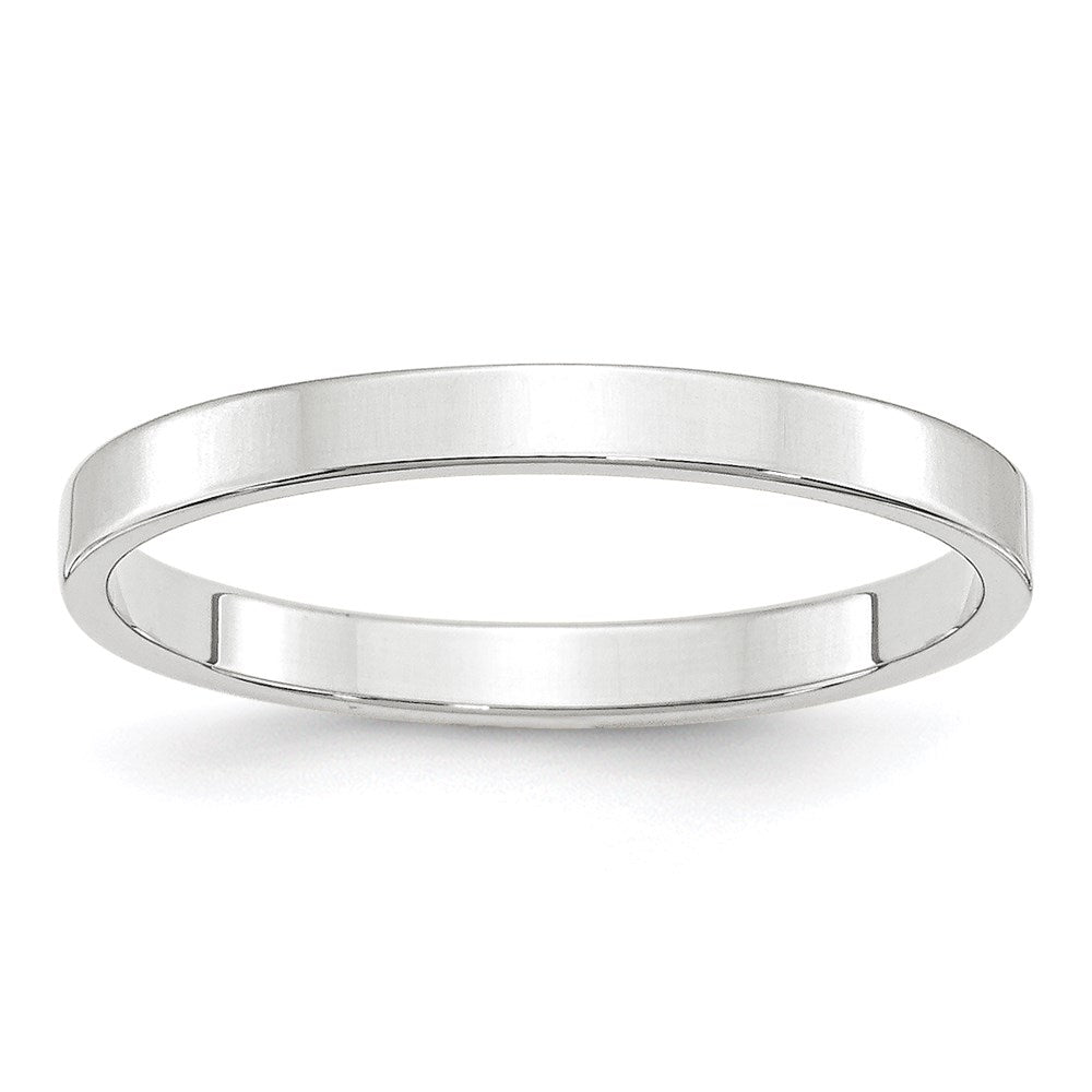 10k White Gold 2.5mm Lightweight Flat Wedding Band Size 4.5