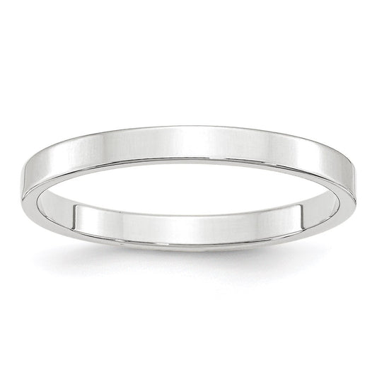 10k White Gold 2.5mm Lightweight Flat Wedding Band Size 4.5