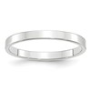 14k White Gold 2.5mm Lightweight Flat Wedding Band Size 6