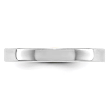 10k White Gold 3mm Lightweight Flat Wedding Band Size 6