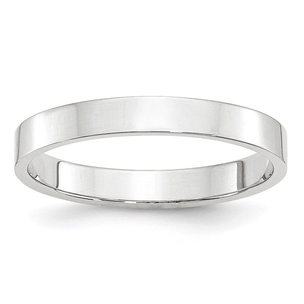 14k White Gold 3mm Lightweight Flat Wedding Band Size 4