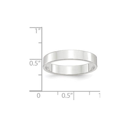 14k White Gold 4mm Lightweight Flat Wedding Band Size 5.5