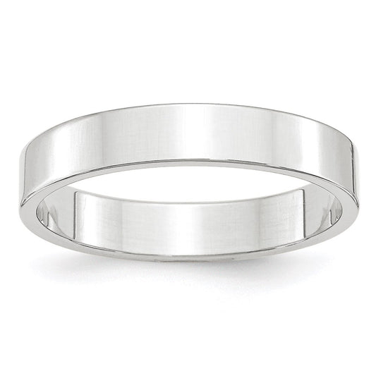 10k White Gold 4mm Lightweight Flat Wedding Band Size 5.5
