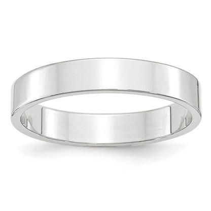 14k White Gold 4mm Lightweight Flat Wedding Band Size 4.5