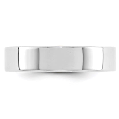 14k White Gold 5mm Lightweight Flat Wedding Band Size 6