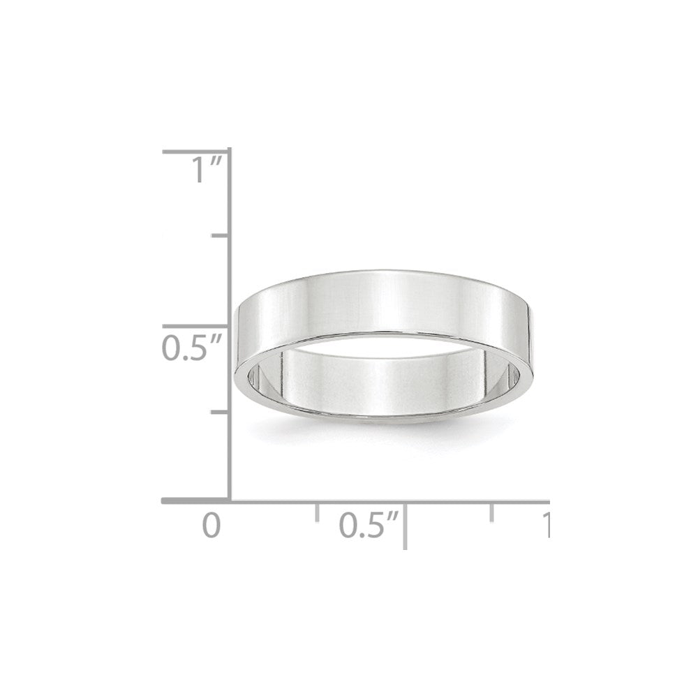 14k White Gold 5mm Lightweight Flat Wedding Band Size 6