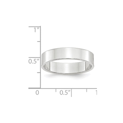 14k White Gold 5mm Lightweight Flat Wedding Band Size 14