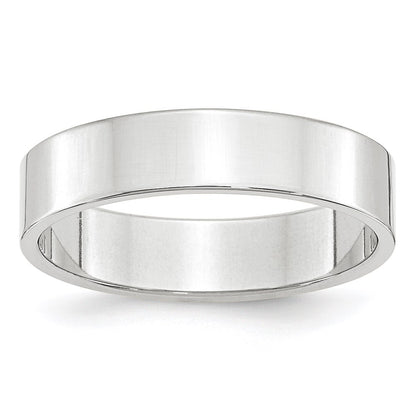 10k White Gold 5mm Lightweight Flat Wedding Band Size 5.5