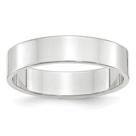 14k White Gold 5mm Lightweight Flat Wedding Band Size 11