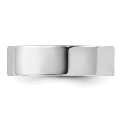 14k White Gold 6mm Lightweight Flat Wedding Band Size 9.5