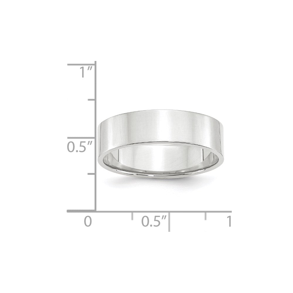 14k White Gold 6mm Lightweight Flat Wedding Band Size 5