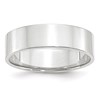 14k White Gold 6mm Lightweight Flat Wedding Band Size 8