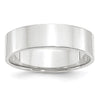 10k White Gold 6mm Lightweight Flat Wedding Band Size 4.5