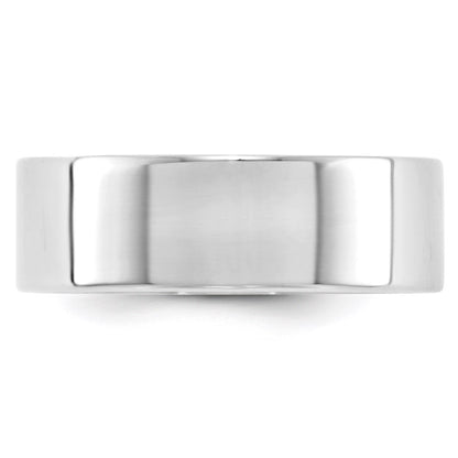 14k White Gold 7mm Lightweight Flat Wedding Band Size 10