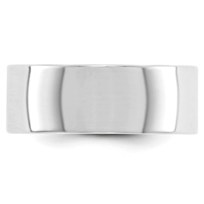 14k White Gold 8mm Lightweight Flat Wedding Band Size 6