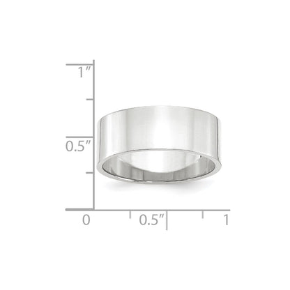 10k White Gold 8mm Lightweight Flat Wedding Band Size 10.5