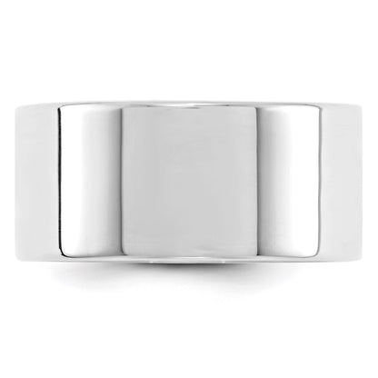 14k White Gold 10mm Lightweight Flat Wedding Band Size 4