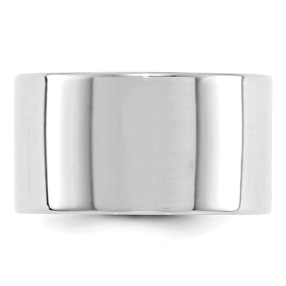 14k White Gold 12mm Lightweight Flat Wedding Band Size 5.5