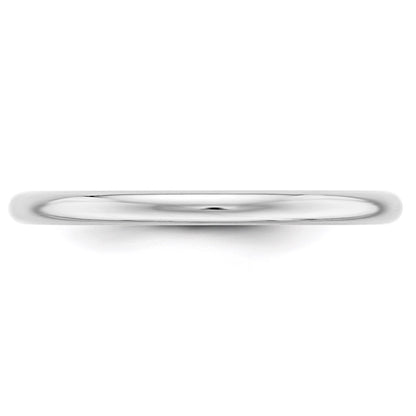 14k White Gold 2mm Half-Round Wedding Band Size 5.5