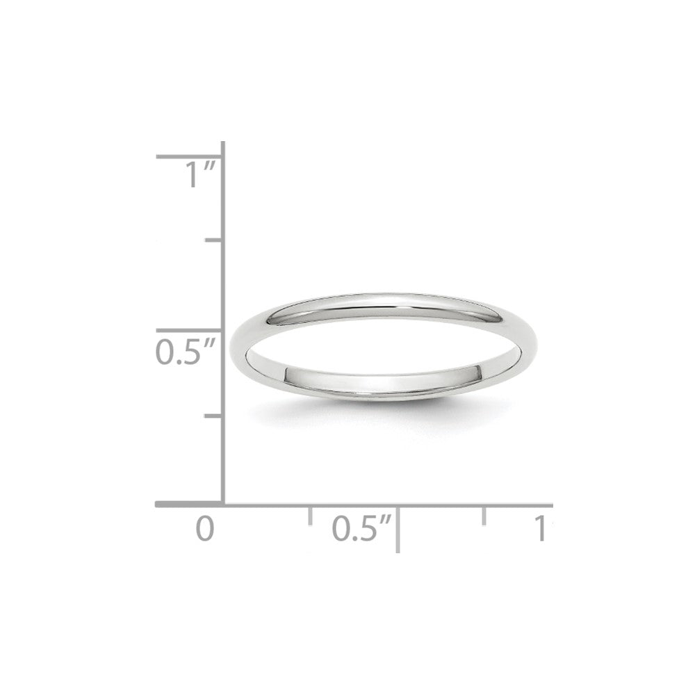 14k White Gold 2mm Half-Round Wedding Band Size 9