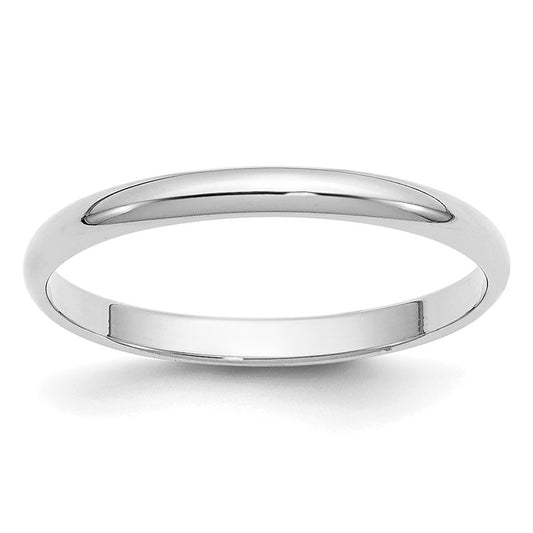14k White Gold 2mm Half-Round Wedding Band Size 5
