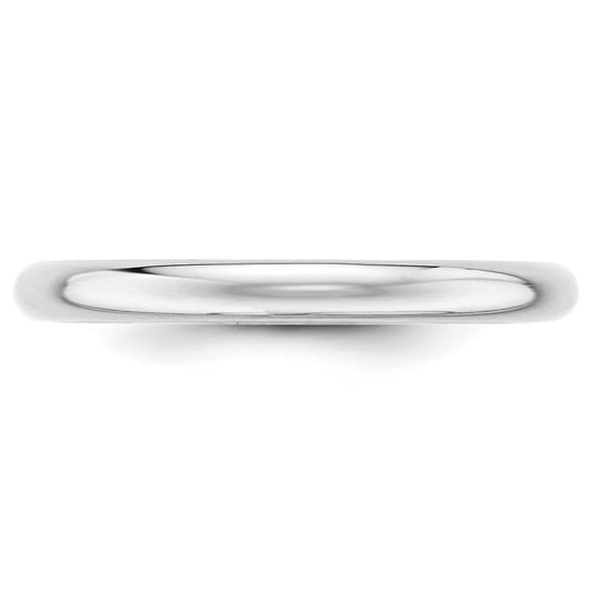 14k White Gold 2.5mm Half-Round Wedding Band Size 7.5