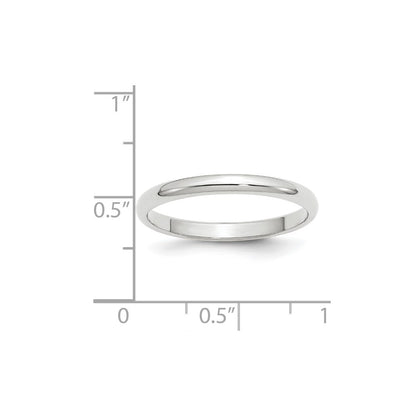 14k White Gold 2.5mm Half-Round Wedding Band Size 5.5