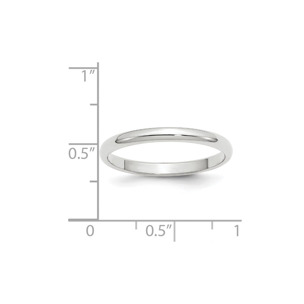 14k White Gold 2.5mm Half-Round Wedding Band Size 11